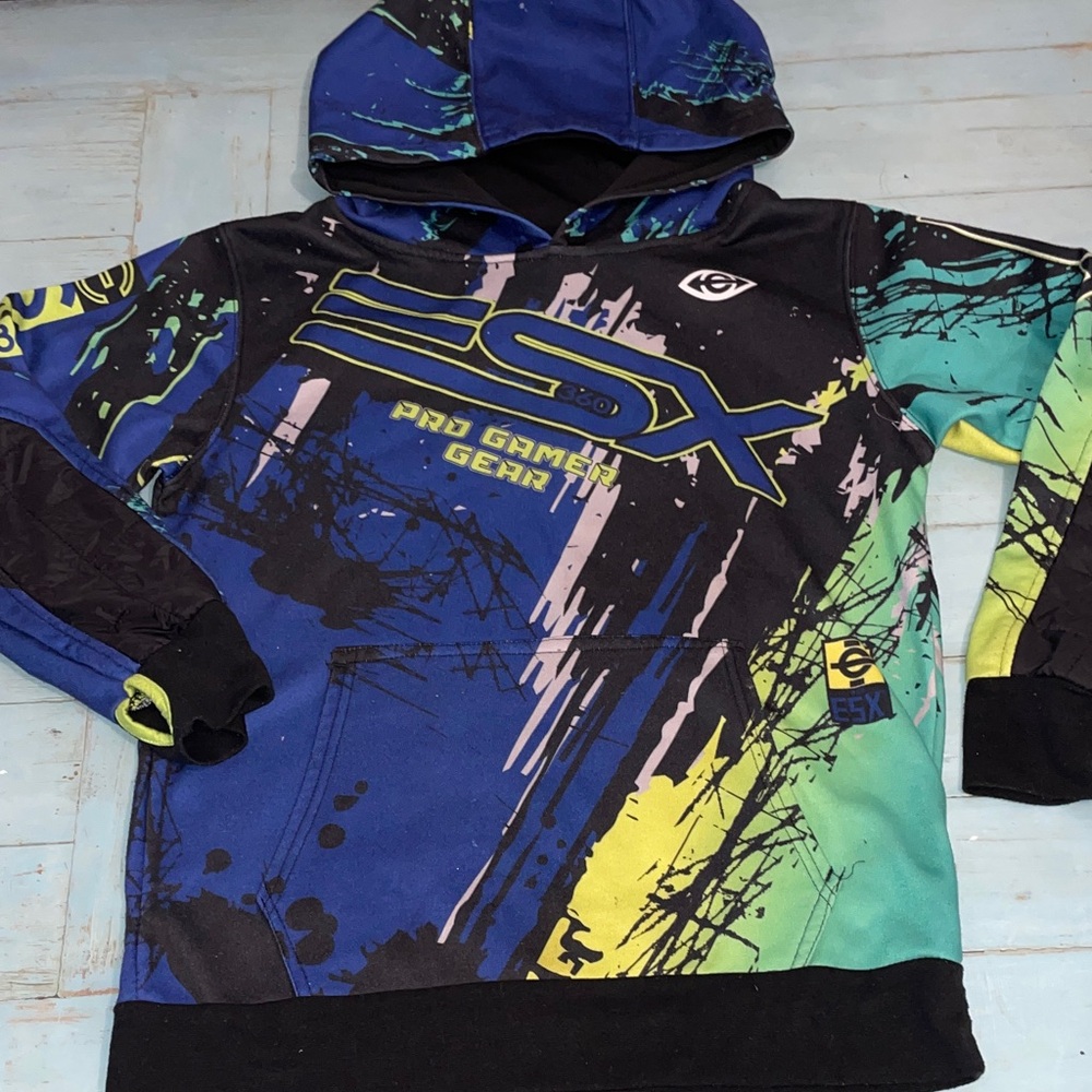 Kids Pro Gamer Gear Hoodie - Blue and Green